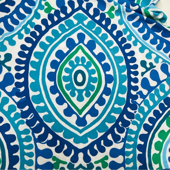 Barbara Erickson Resort Blue & White Mosaic Print Sleeveless Knit Dress Size XL - Picture 5 of 9